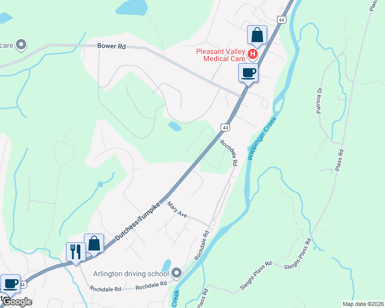 map of restaurants, bars, coffee shops, grocery stores, and more near 1241 Dutchess Turnpike in Poughkeepsie
