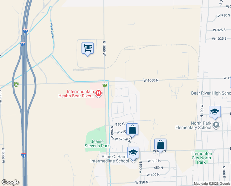 map of restaurants, bars, coffee shops, grocery stores, and more near 933 North 960 West in Tremonton