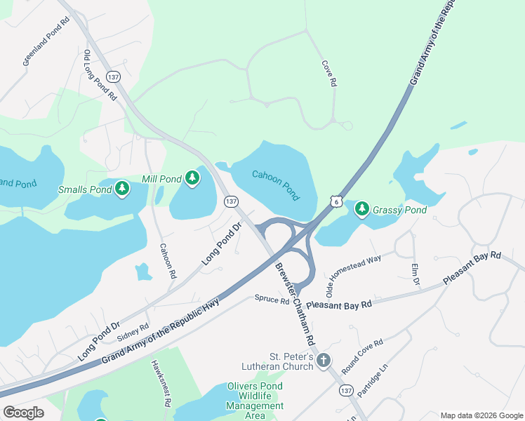 map of restaurants, bars, coffee shops, grocery stores, and more near 2 Millers Toll Road in Harwich