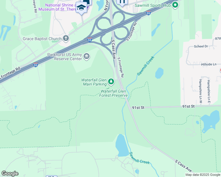 map of restaurants, bars, coffee shops, grocery stores, and more near 9700 South Cass Avenue in Lemont