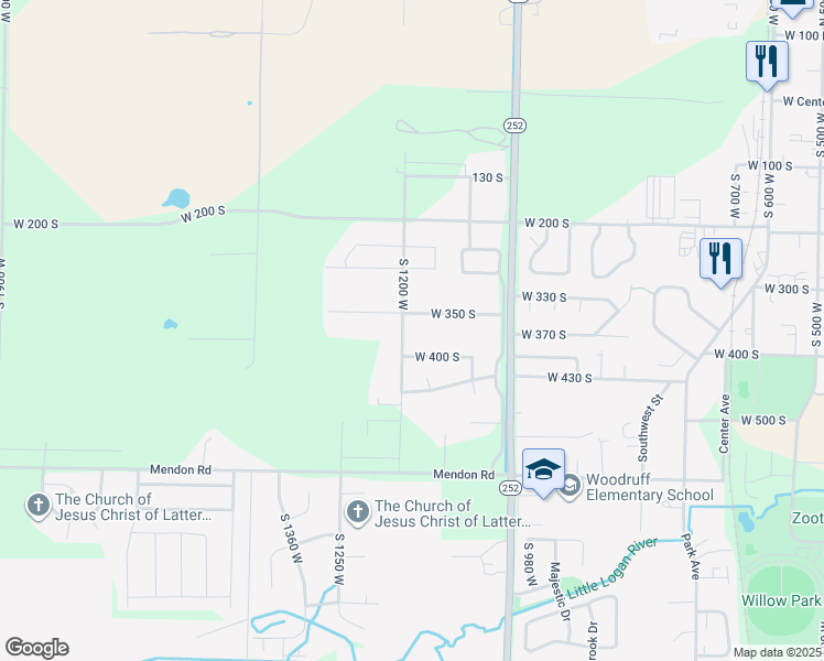 map of restaurants, bars, coffee shops, grocery stores, and more near 370 South 1200 West in Logan