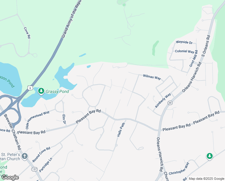 map of restaurants, bars, coffee shops, grocery stores, and more near 61 Standish Woods Circle in Harwich