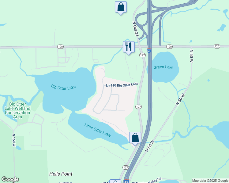 map of restaurants, bars, coffee shops, grocery stores, and more near 15 Ln 110A Big Otter Lake in Fremont