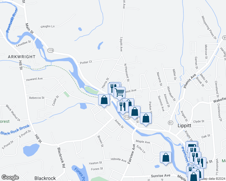 map of restaurants, bars, coffee shops, grocery stores, and more near 75 Mill Street in Coventry