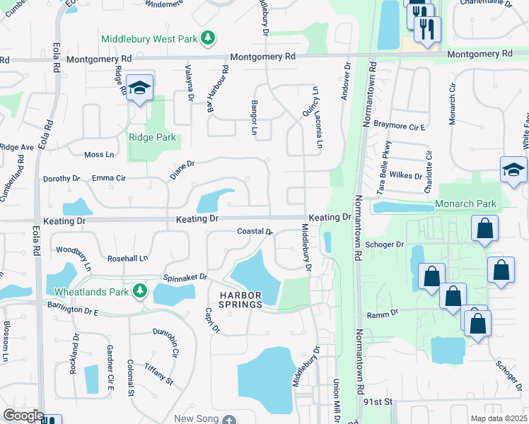 map of restaurants, bars, coffee shops, grocery stores, and more near 3186 Diane Drive in Aurora