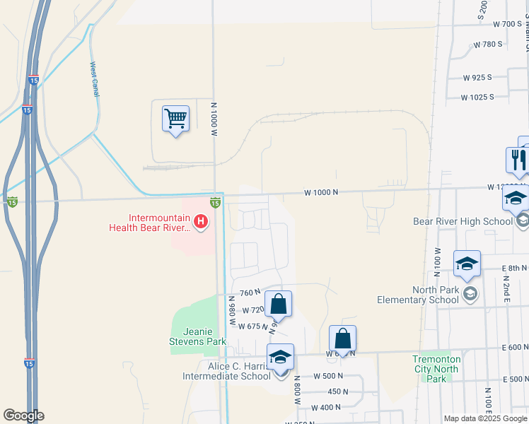 map of restaurants, bars, coffee shops, grocery stores, and more near 959 North 900 West in Tremonton