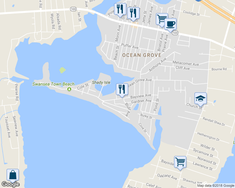 map of restaurants, bars, coffee shops, grocery stores, and more near 6 Pine Grove Avenue in Swansea