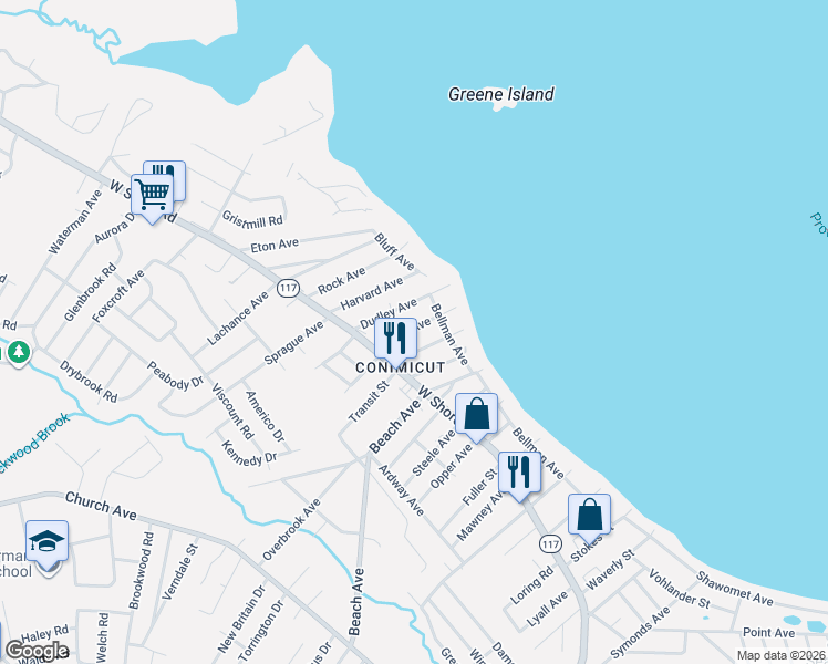 map of restaurants, bars, coffee shops, grocery stores, and more near 48 Royal Avenue in Warwick