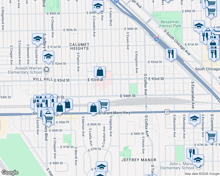 map of restaurants, bars, coffee shops, grocery stores, and more near in Chicago