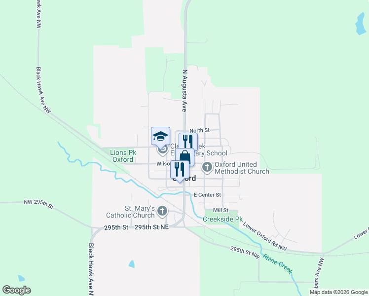map of restaurants, bars, coffee shops, grocery stores, and more near 101 State Street Northwest in Oxford