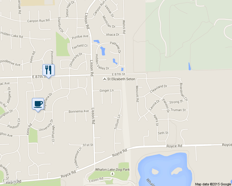 map of restaurants, bars, coffee shops, grocery stores, and more near 1410 Ginger Lane in Naperville