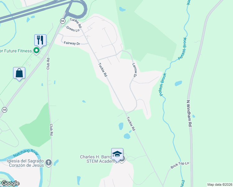 map of restaurants, bars, coffee shops, grocery stores, and more near 248 Tuckie Road in Windham