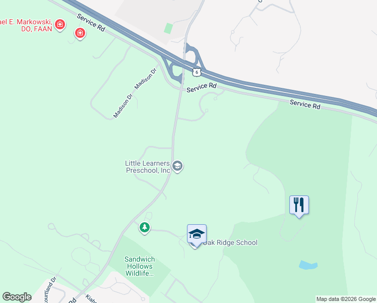 map of restaurants, bars, coffee shops, grocery stores, and more near 314 Quaker Meeting House Road in Sandwich