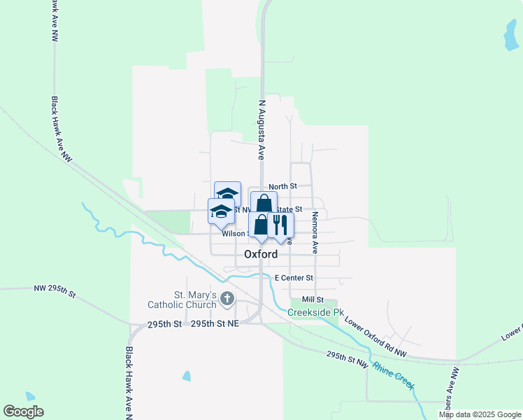 map of restaurants, bars, coffee shops, grocery stores, and more near 101 East State Street in Oxford