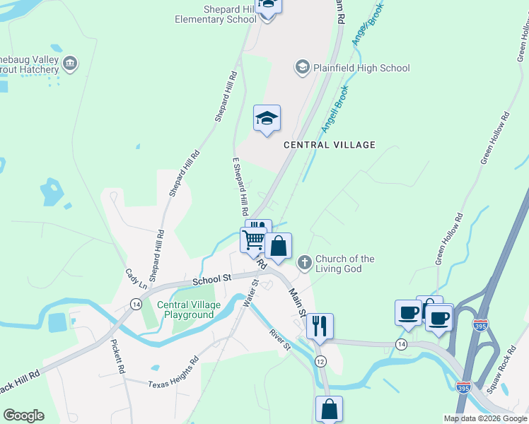 map of restaurants, bars, coffee shops, grocery stores, and more near 44 Putnam Road in Plainfield