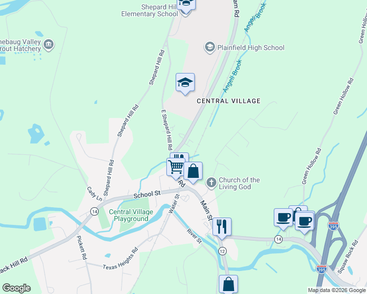 map of restaurants, bars, coffee shops, grocery stores, and more near 44 Putnam Road in Plainfield