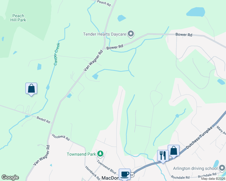 map of restaurants, bars, coffee shops, grocery stores, and more near 43 Regency Drive in Poughkeepsie