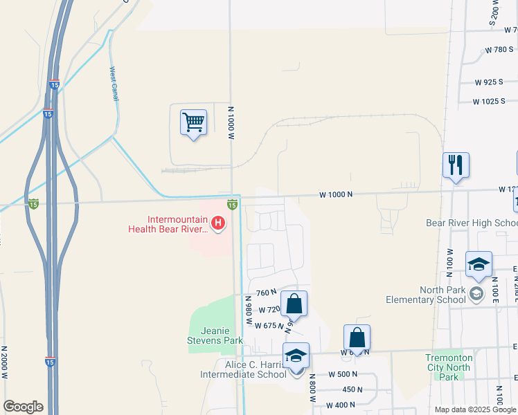 map of restaurants, bars, coffee shops, grocery stores, and more near 935 North 1000 West in Tremonton