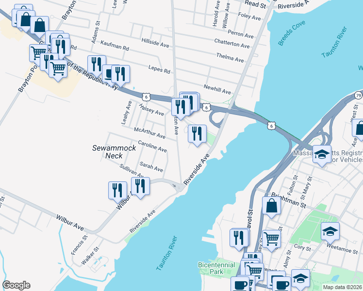 map of restaurants, bars, coffee shops, grocery stores, and more near 200 Brayton Avenue in Somerset