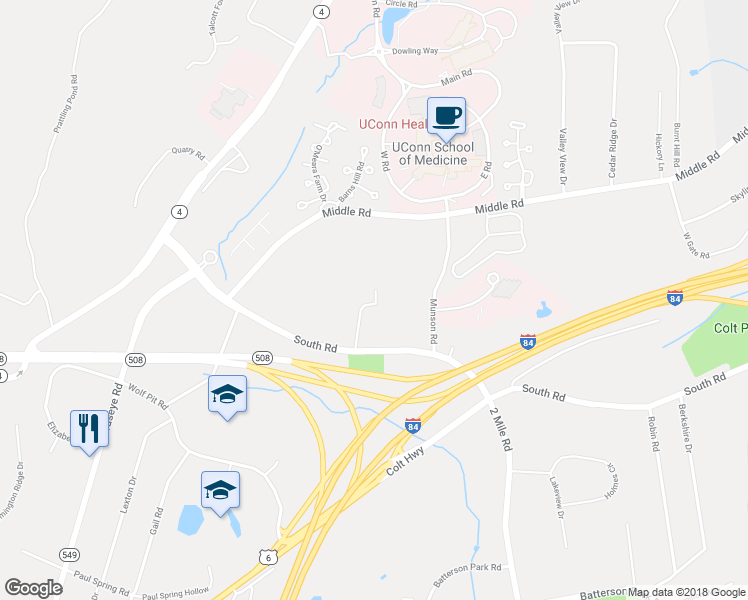 map of restaurants, bars, coffee shops, grocery stores, and more near 24 Farmington Meadow Drive in Farmington