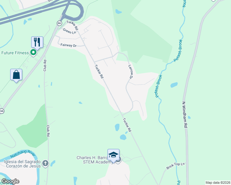 map of restaurants, bars, coffee shops, grocery stores, and more near 248 Tuckie Road in Windham