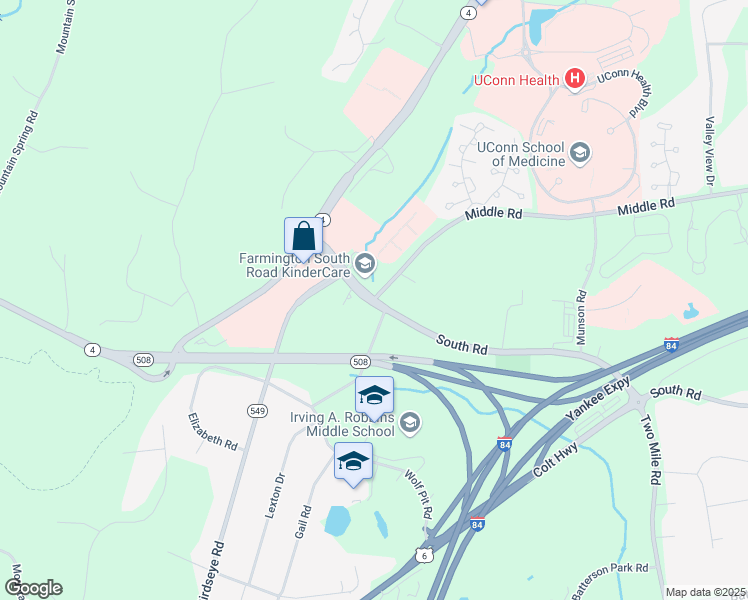 map of restaurants, bars, coffee shops, grocery stores, and more near 45 South Road in Farmington