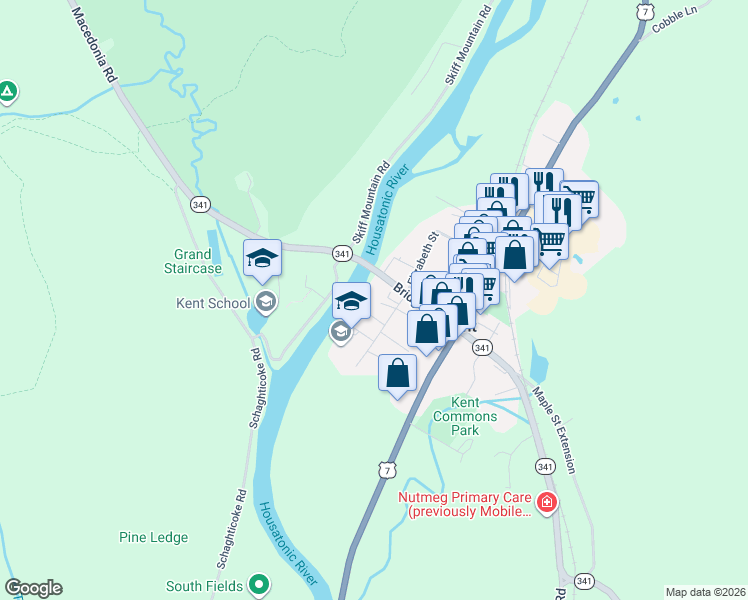 map of restaurants, bars, coffee shops, grocery stores, and more near 44 Elizabeth Street in Kent