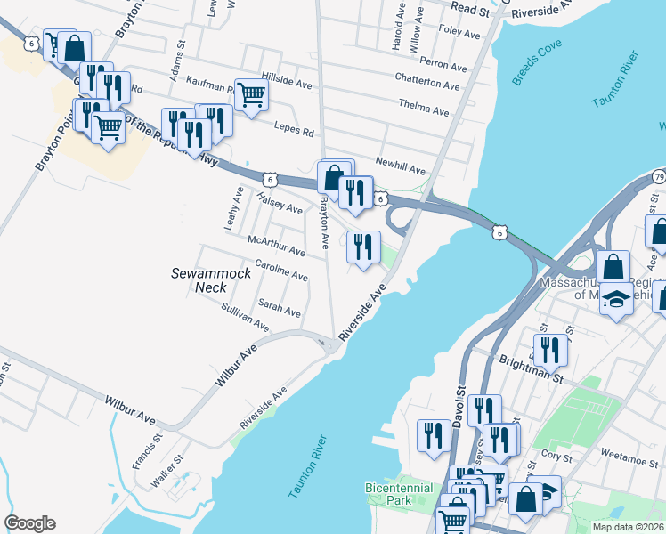 map of restaurants, bars, coffee shops, grocery stores, and more near 200 Brayton Avenue in Somerset