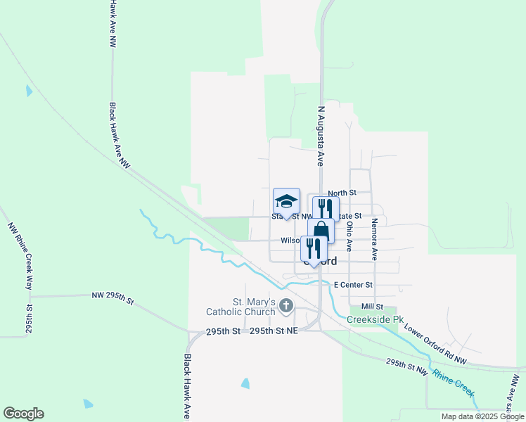 map of restaurants, bars, coffee shops, grocery stores, and more near 308 State Street Northwest in Oxford