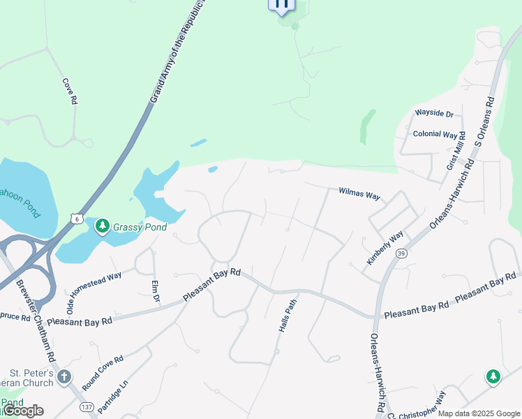 map of restaurants, bars, coffee shops, grocery stores, and more near 61 Standish Woods Circle in Harwich