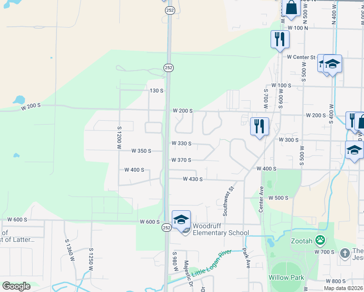 map of restaurants, bars, coffee shops, grocery stores, and more near 936 West 330 South in Logan