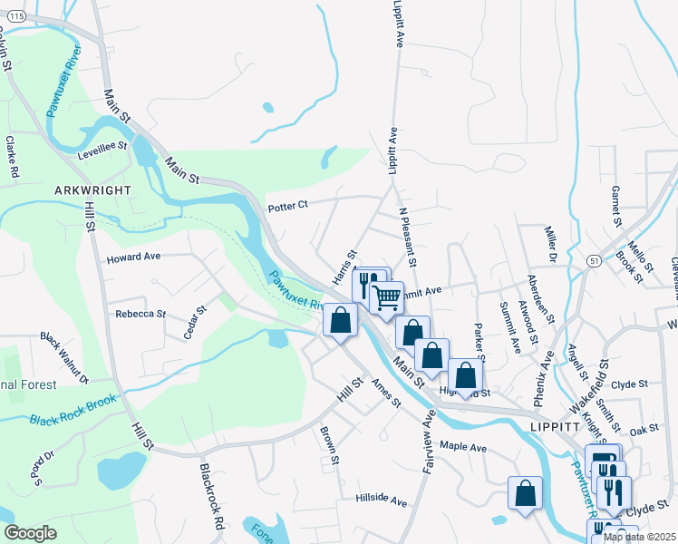 map of restaurants, bars, coffee shops, grocery stores, and more near 1 Elm Street in Coventry