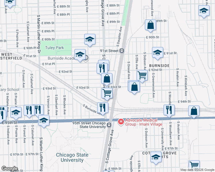 map of restaurants, bars, coffee shops, grocery stores, and more near in Chicago