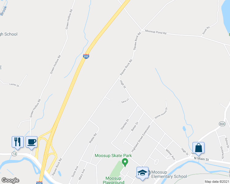 map of restaurants, bars, coffee shops, grocery stores, and more near 162 Squaw Rock Road in Plainfield