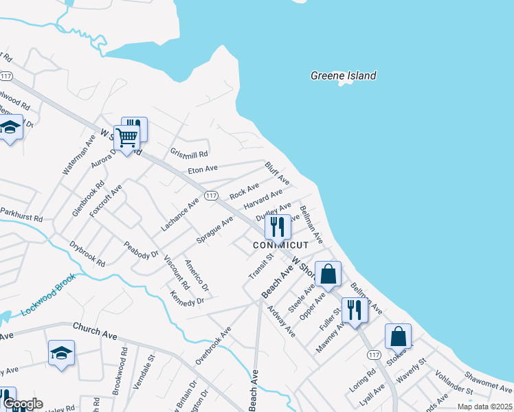 map of restaurants, bars, coffee shops, grocery stores, and more near 675 Rhode Island 117 in Warwick