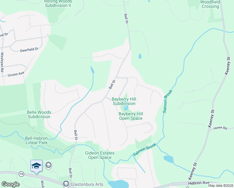 map of restaurants, bars, coffee shops, grocery stores, and more near 39 Somerset Road in Glastonbury