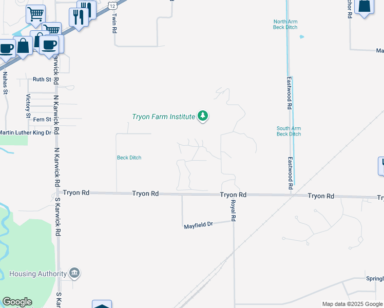 map of restaurants, bars, coffee shops, grocery stores, and more near 977-1499 Tryon Farm Road in Michigan City