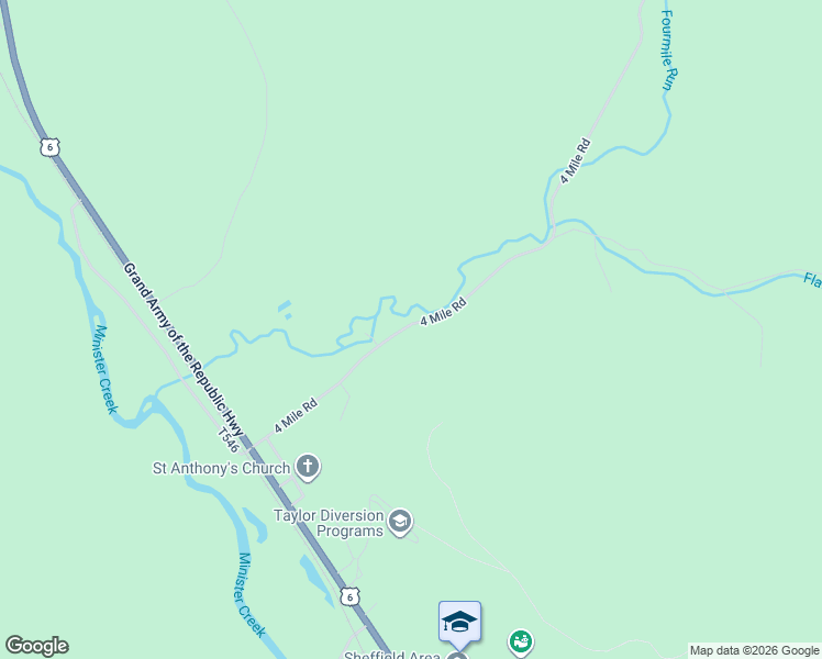 map of restaurants, bars, coffee shops, grocery stores, and more near 423 4 Mile Road in Sheffield