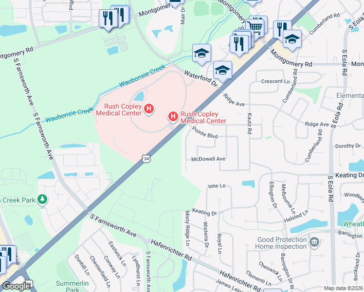 map of restaurants, bars, coffee shops, grocery stores, and more near 1984 Edinburgh Lane in Aurora