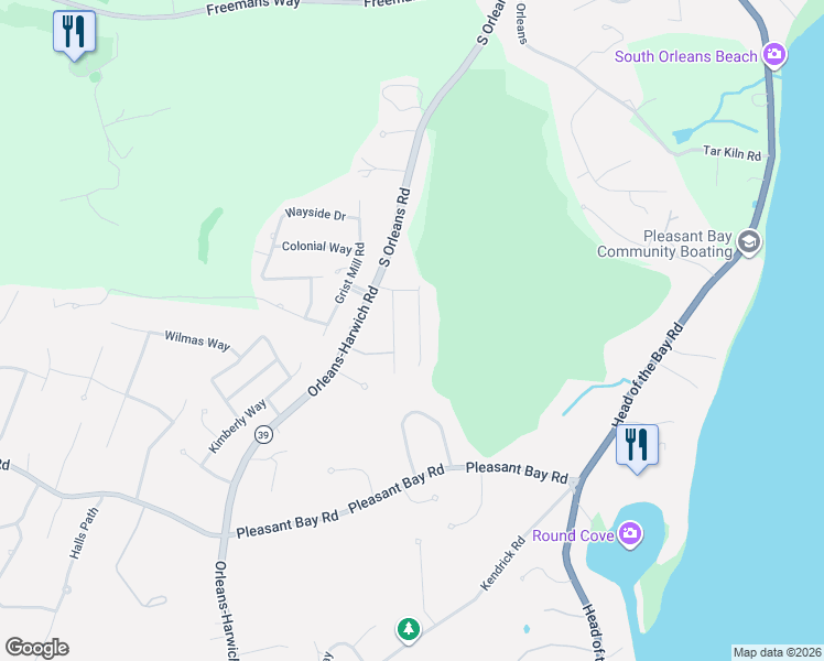 map of restaurants, bars, coffee shops, grocery stores, and more near 25 Mc Guerty Road in Harwich