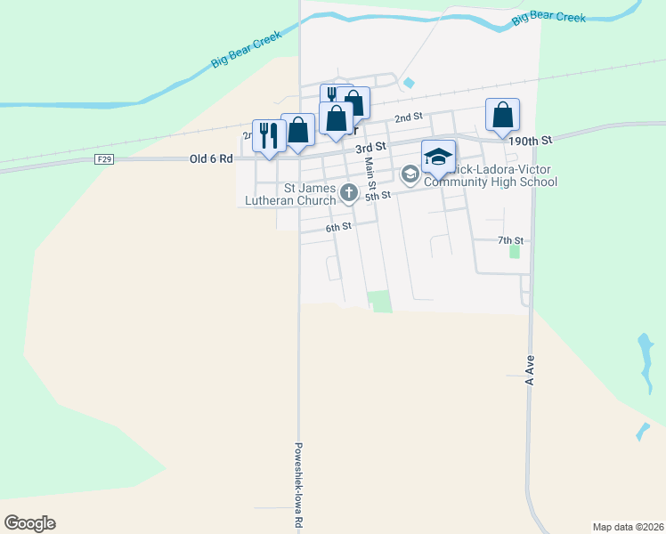map of restaurants, bars, coffee shops, grocery stores, and more near 632-662 Williams Street in Victor