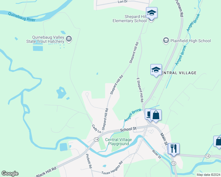 map of restaurants, bars, coffee shops, grocery stores, and more near 67 Shepard Hill Road in Plainfield