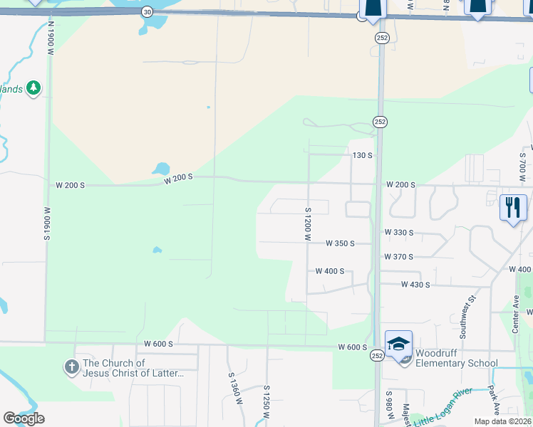 map of restaurants, bars, coffee shops, grocery stores, and more near West 290 South in Logan