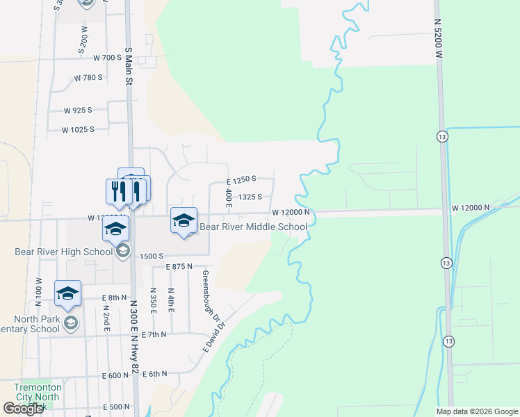 map of restaurants, bars, coffee shops, grocery stores, and more near 579 East 1400 South in Garland