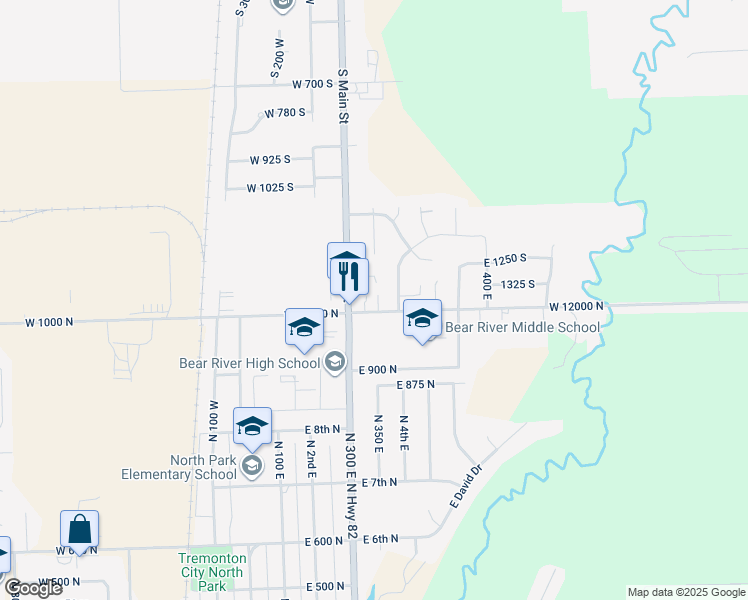 map of restaurants, bars, coffee shops, grocery stores, and more near 80 East 1300 South in Garland