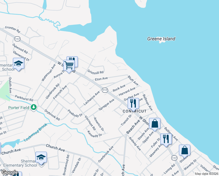 map of restaurants, bars, coffee shops, grocery stores, and more near 84 Oxford Avenue in Warwick