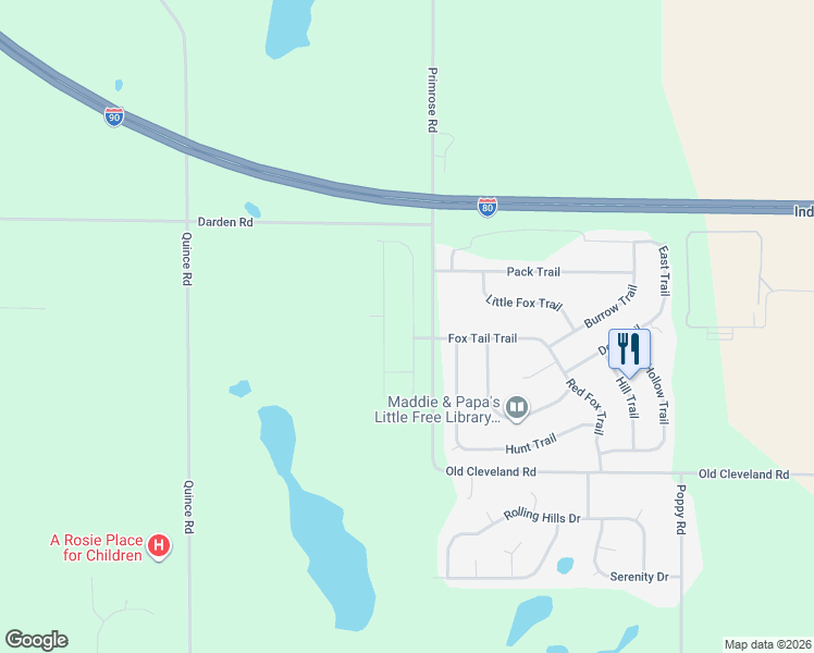 map of restaurants, bars, coffee shops, grocery stores, and more near Common Eider Trail in South Bend