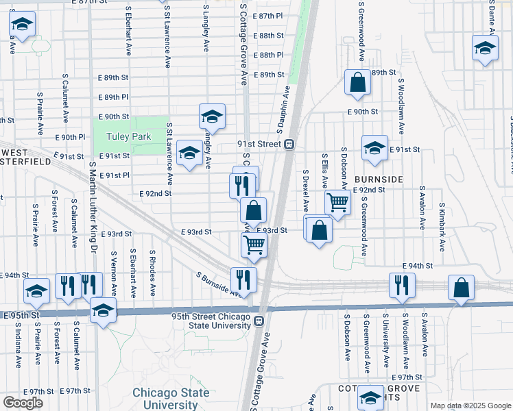 map of restaurants, bars, coffee shops, grocery stores, and more near in Chicago