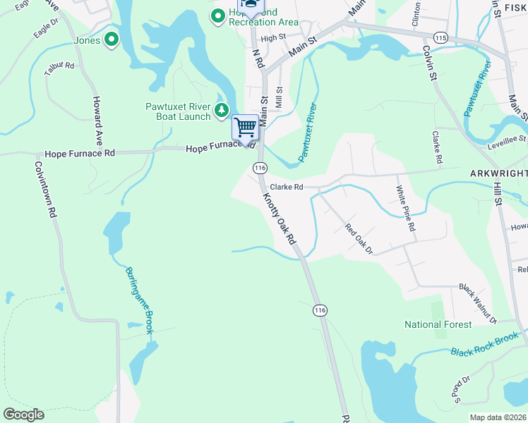 map of restaurants, bars, coffee shops, grocery stores, and more near 974 Rhode Island 116 in Coventry