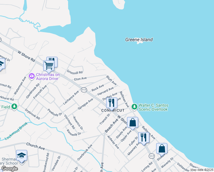 map of restaurants, bars, coffee shops, grocery stores, and more near 44 Rock Avenue in Warwick